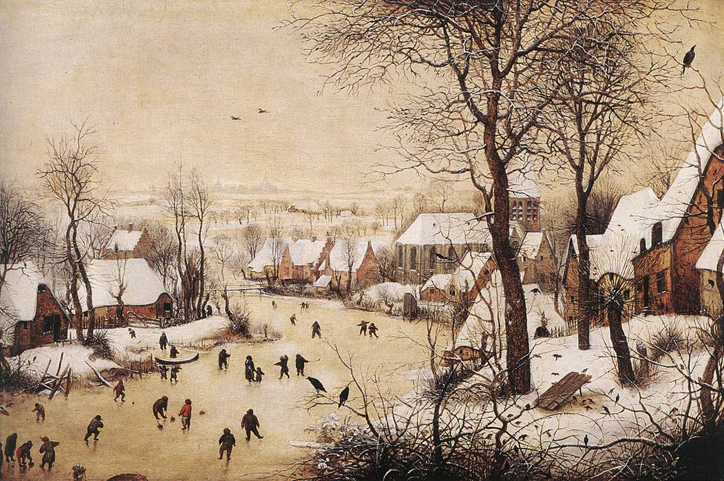 Winter Landscape with Skaters and Bird Trap (c. 1565)