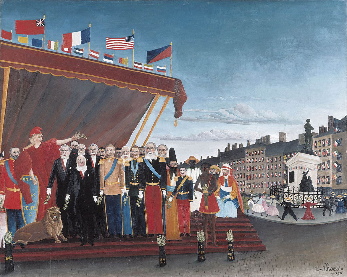 Les représentants des puissances étrangères venant saluer la République en signe de paix (1907)