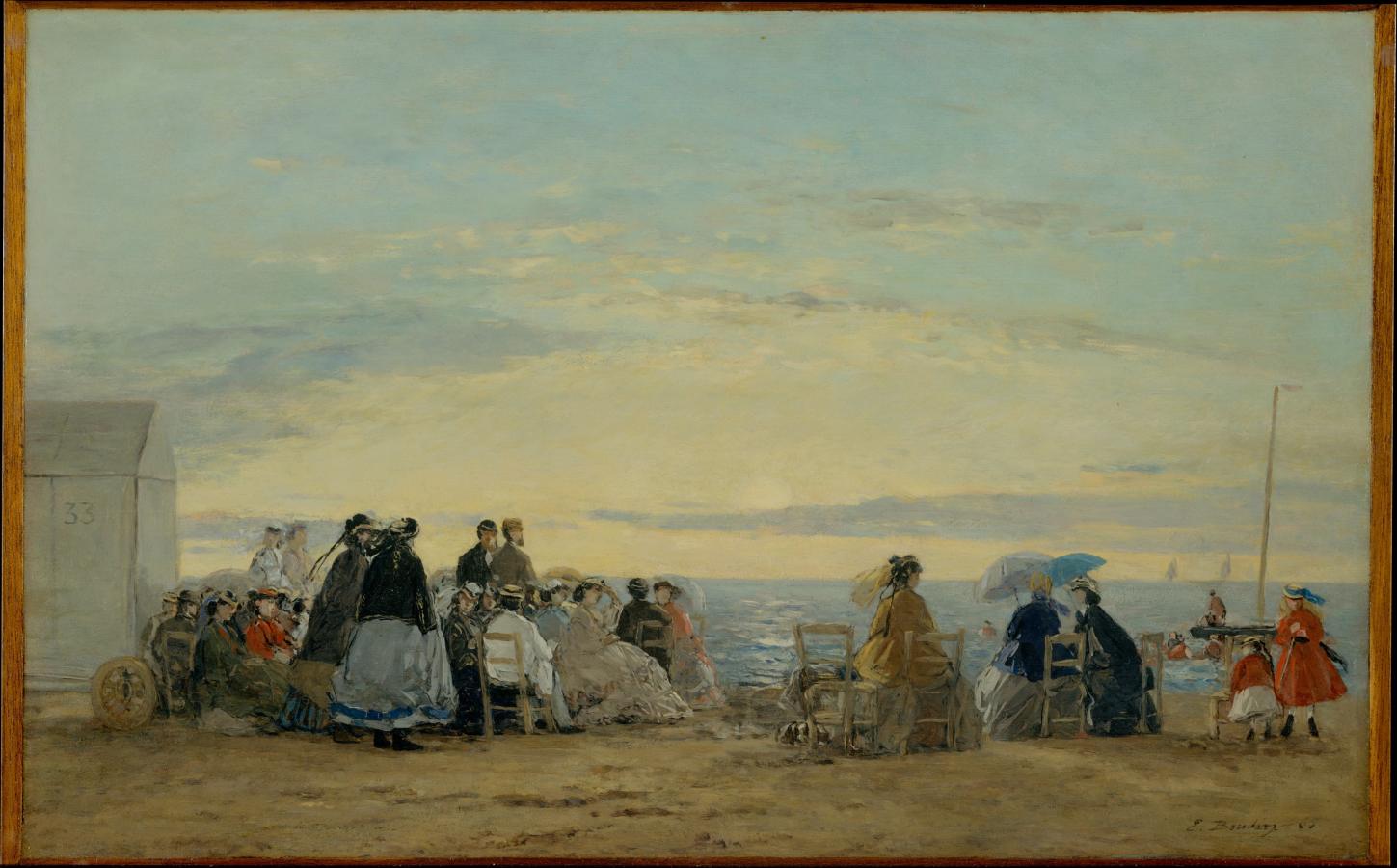 Sur la plage, coucher de soleil (1865)