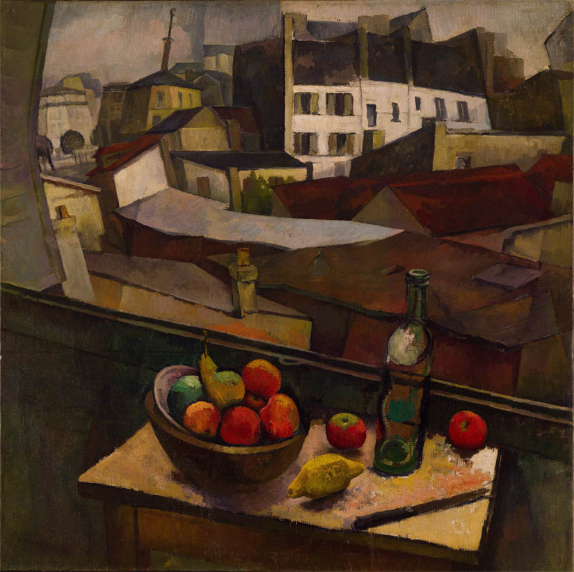 Cuchillo y fruta frente a la ventana (1917)