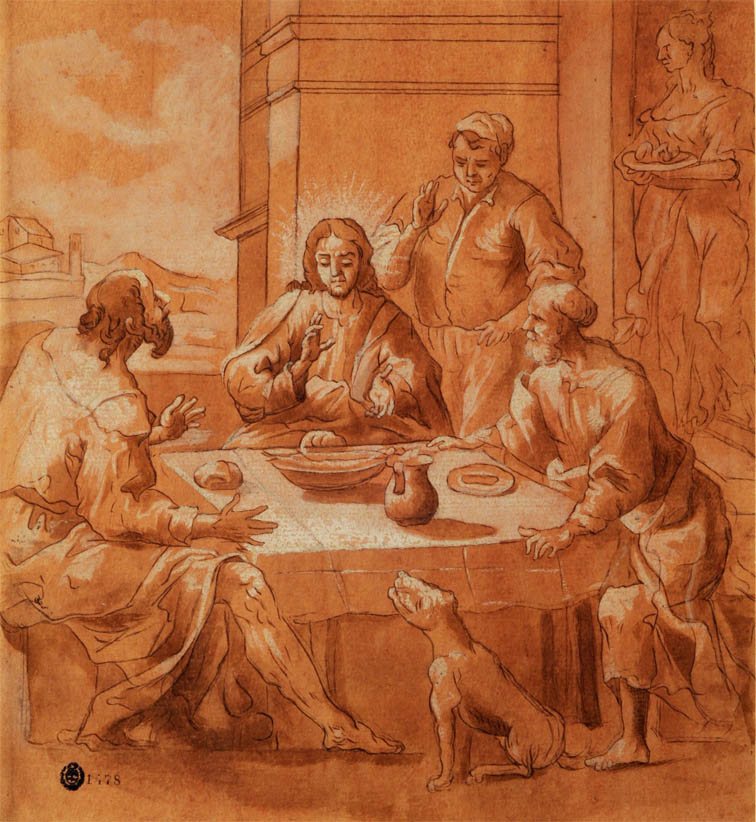 Gesù al tavolo con due discepoli